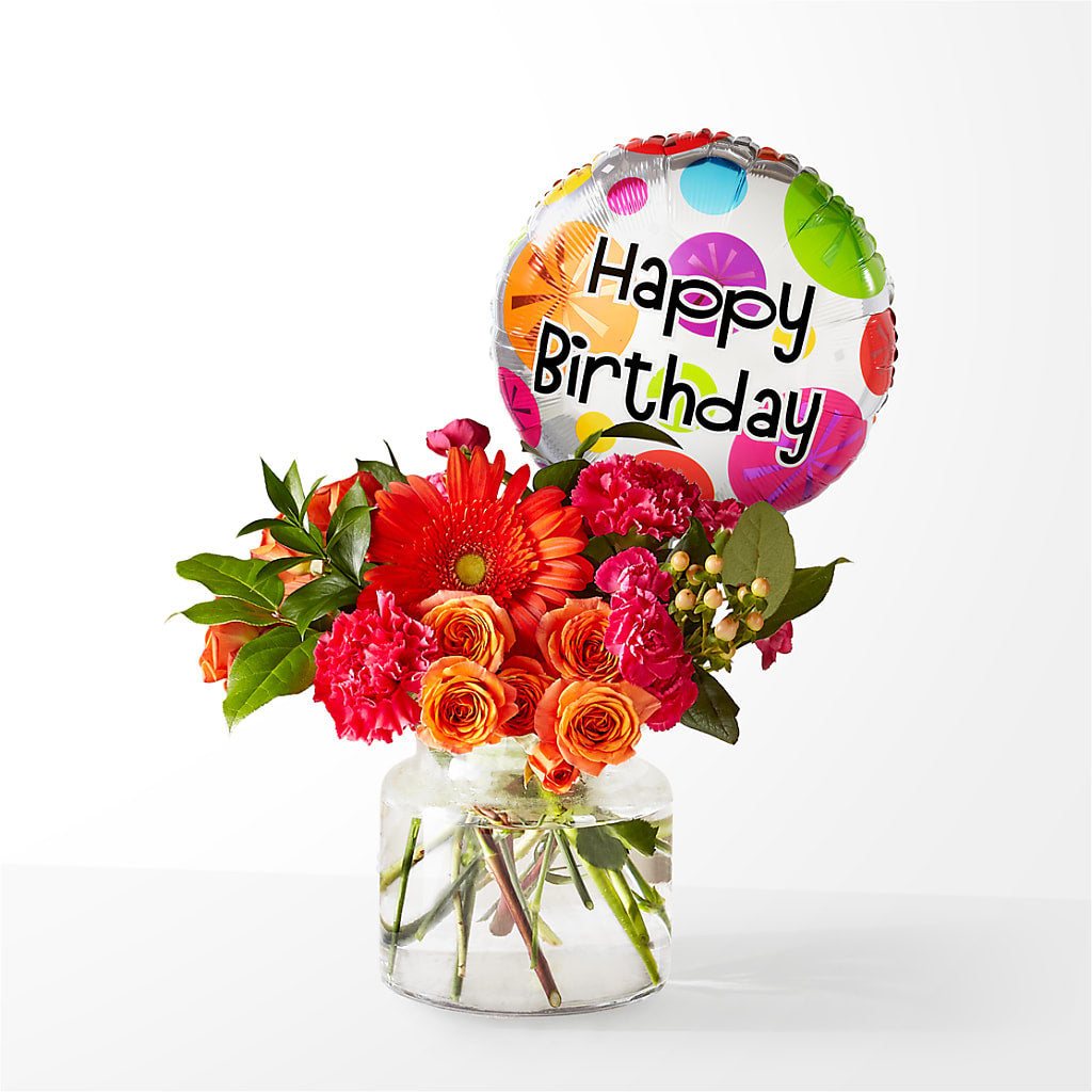 Fiesta Bouquet with Birthday Balloon – WALTON FLORIST & GIFTS, Walton KY