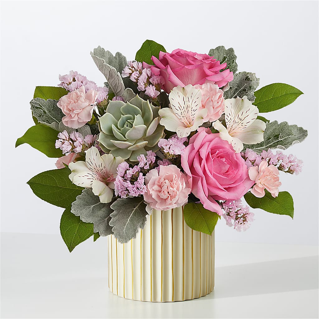Dusty Rose Bouquet with Ivory Vase – WALTON FLORIST & GIFTS, Walton KY