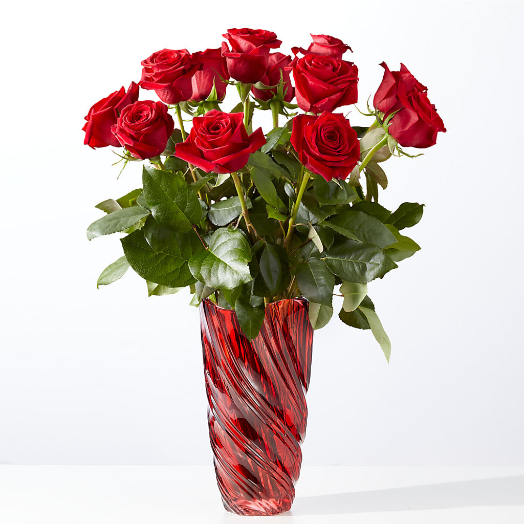 Classic Love Red Rose Bouquet with Luxe Swirl Vase – WALTON FLORIST & GIFTS, Walton KY