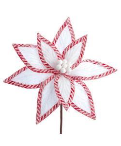Frosted White Velvet Poinsettia Pick