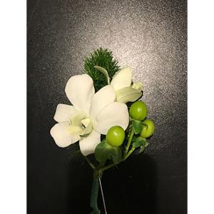 Double orchid boutonniere