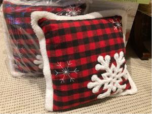 Scottish plaid pillow with snowflakes – WALTON FLORIST & GIFTS, Walton KY