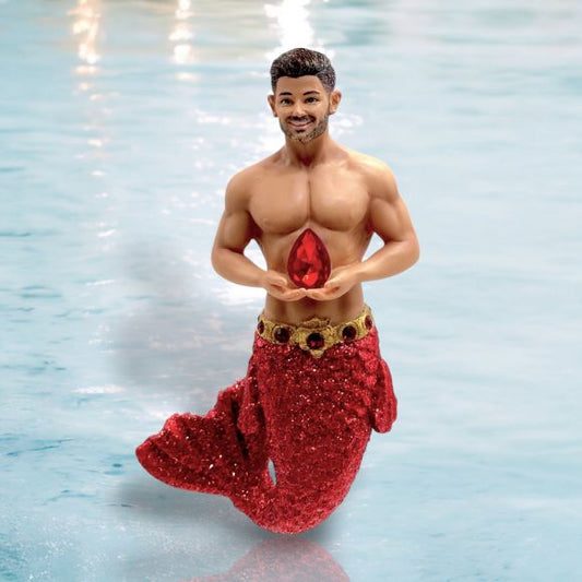 July Birthstone Ruby Merman Ornament 4.5"