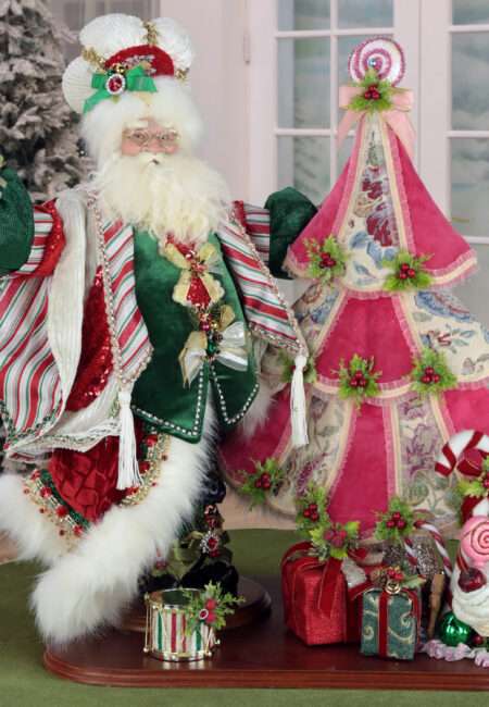 Signed by Mark, Candy Cane Santa with Tree and Trimmings 27.5", AI-57666