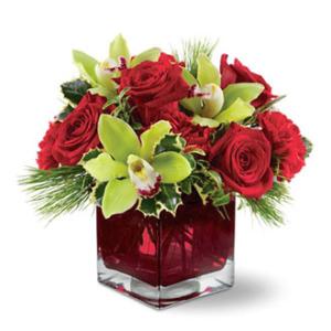 Christmas Elegance Orchids & Roses Bqt