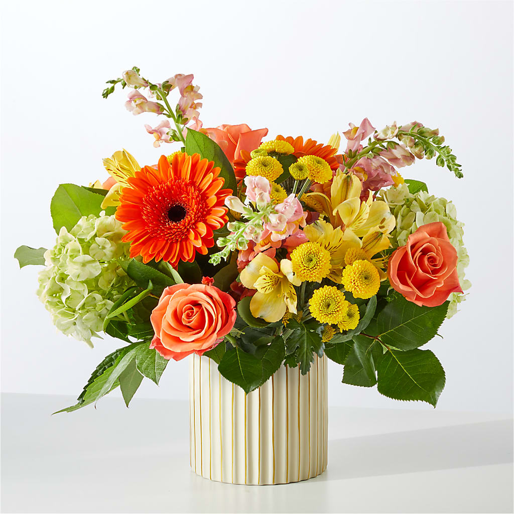 Autumn Sunshine Bouquet with Ivory Vase – WALTON FLORIST & GIFTS, Walton KY